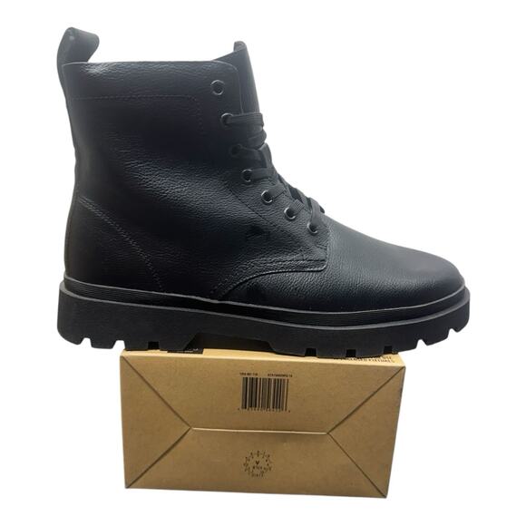 ZARA Men's 45 11.5-12 Black Lace Up Textured Ankle Boots 2283 Monochrome - Picture 5 of 11